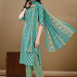KALINI Ethnic Motifs Printed Regular Kurta with Trousers & Dupatta image 5