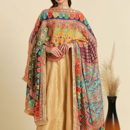 Dupatta Bazaar Ethnic Motifs Printed Dupatta With Mirror Work image 5