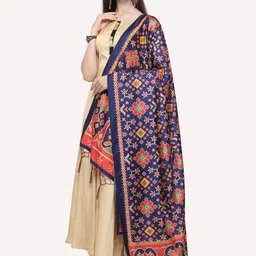 Kaizen TEXO FAB Blue & Red Ethnic Motifs Printed Dupatta image 5