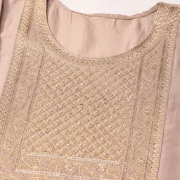 Ode by House of Pataudi Yoke Design Regular Thread Work Kurta with Trousers & With Dupatta image 3