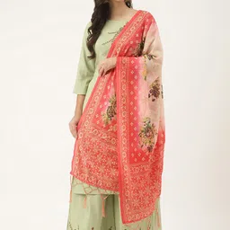 VAABA Peach-Coloured Embroidered Dupatta-15