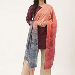 VAABA Multicoloured Printed Bandhani Dupatta-25