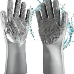Silicone Dish Washing Gloves, Silicon Cleaning Gloves, Silicon Hand Gloves. Wet and Dry Glove-image-66
