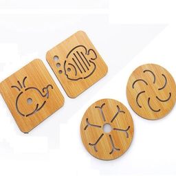 Wooden-Bamboo Trivet Coaster, Wooden Heat Resistant Mat, Wooden Non-Slip Insulation Table Mat for Pots, Pans, Plates, Dishes, Teapots (Random Pattern) Wooden Trivet-7