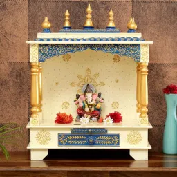 d'dass Multicolour Sheesham Wood & MDF Floor Rested Mandir Without Door-picture-22