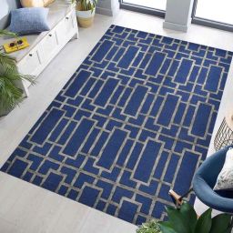 saraswati global Blue Geometric Wool And Viscose 4X6 Hand-Tufted Carpet-picture-8