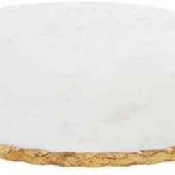 Marble Platter Round Shape White with Gold Foil Work Tray-24
