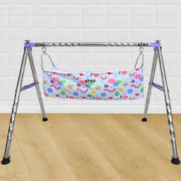 Portable Foldable Baby Cradle | Indian Ghodiyu Style with Stainless Steel Frame-image-7