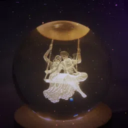 Crystal Ball Radha Krishna on Jula Night Lamp-19