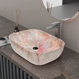 (18*13*5) inch new design super glossy finish ceramic designer wash basin / (45*32.5*14) cm very stylish marble design ceramic designer wash basin / Table Top Basin-image-88