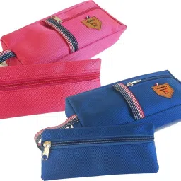 Multi-Pocket Combo Set of Big & Small Pencil Pouch for Girls & Boys School, Polyester Pouch with Zipper for Office, Pen Case Birthday Gift for Kids Art Polyester Pencil Boxes-18