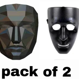 Two Black Legend Front Man & Black stone man Pack of 2 se Party Mask-image-7