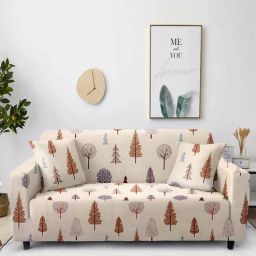 cortina Cream Floral Polyester 91x73 Inches 3 Seater Sofa Cover-picture-8