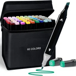 Alcohol Markers Professional Art Set - Double Ended Bendable Alcohol Based Ink Colors with Fine and Chisel Tip. Perfect for Artists Beginners set of 60-2