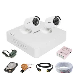 Spotvision 4 Channel Power supply,Wire Bundle,Hikvision 4 Channal TURBO HD DVR 1080p 1Pcs,IP66 Weatherproof TURBO HD Outdoor Camera 720p 2Pcs,500 GB Hard Disk,Full combo set Security Camera-9