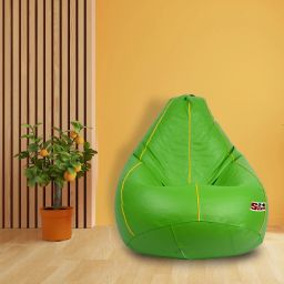 XXXL Green with Yellow Piping Teardrop Bean Bag With Bean Filling-19