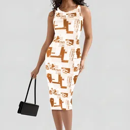 toochki Women Bodycon Brown Midi/Calf Length Dress-picture-15