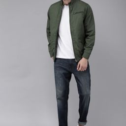 Men Solid Bomber Jacket-image-48