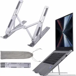 WEFLY Aluminum Alloy Adjustable, Portable, Foldable, Ergonomic, Tablet Aluminium Desk Stand Laptop Stand with Adjustable Height Compatible with Universal Laptops-picture-15