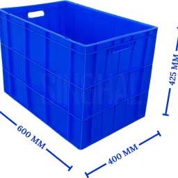 singhal Plastic Multipurpose Crates 600x400x425 MM Crate with Lid for Vegetable, Fruit, Milk Storage Basket image 3