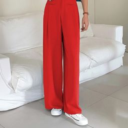 kotty Women Regular Fit Red Cotton Blend Trousers-picture-20