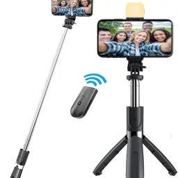 AMUSING Small lighting Selfie Stick with remote, 270 Degree Rotation for smartphone Monopod-37