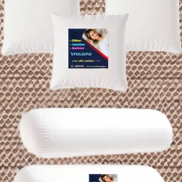 3 Cushion And 2 Bolster Microfibre Abstract Bolster Pack of 5-image-112