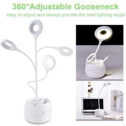akari AK7003S Rechargeable Table Study Lamp Touch Button with Phone & Pen Holder with 360° Adjustable Gooseneck Head with Bright 2 LED Study Lamp image 4