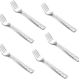 6 pcs Desert Fork Set with | CRISS CROSS Handle design | Stainless Steel Dessert Fork Set | Stainless Steel Dessert Fork Set Stainless Steel Dessert Fork Set-12