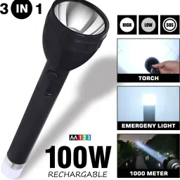 100W Rechargeable Torch 2 in 1 Flashlight, Backlight with Blinker Function Torch-5