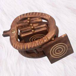 Wood Quality Eight Vintage Wooden Coasters Serving Set-image-4