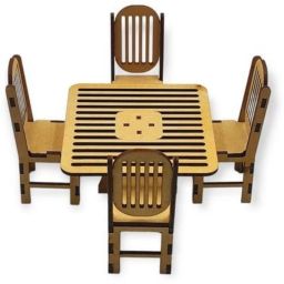 Miniature Wooden Table chair set for Girls Doll House role play toys-11