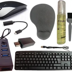 ANJO Wired Keyboard-Wireless Mouse-Wrist Pad-Hub 2.0-Cleaning Kit 3in1-OTG C&Micro Combo Set-image-8