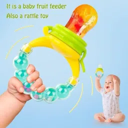 chicbunny BPA-Free Silicone Food Nibbler for Fruit and Veggie with Rattle Handle (1pc) Feeder image 2