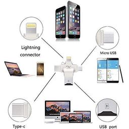 Wayona 4 in 1 OTG Card Reader Four Ports : Lightning Type C Micro USB USB Card Reader - Like Iflash, Idisk for iPhone, Ipad, Micro USB, SDHC Lightning Flash Drive (NO Memory, Silver) image 4
