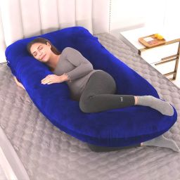 J Shape Polyester Fibre Stripes Pregnancy Pillow Pack of 1-image-76