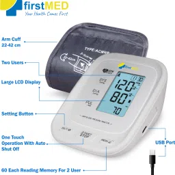 Firstmed FM 05 Upper Arm's Automatic Digital Talking With inbuilt battery Type-C USB FM 05 Bp Monitor image 4