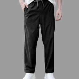 Men Regular Fit Black Lycra Blend Trousers-image-5