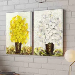 art street Floral Yellow & White Engineered Wood (Set of 2) Art Prints-picture-15
