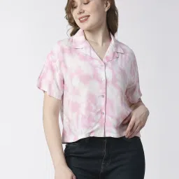 Women Regular Fit Graphic Print Lapel Collar Casual Shirt-image-4