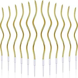 Twisty Metallic Spiral Candles with Holder Twisty Cake Topper for Birthday Candle-17