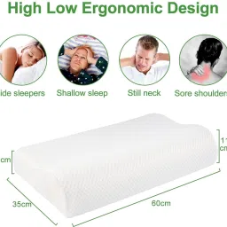 credicus Cervical Contour Memory Foam Pillow + Anti-Snoring + Stomached + Side Sleepers Memory Foam Solid Orthopaedic Pillow Pack of 1 image 2