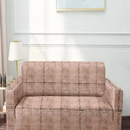 Cortina Beige Printed 2-Seater Stretchable Non-Slip Sofa Slipcover-image-97