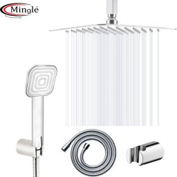 Mingle Ultra Slim Shower 12 Inch With 18 inch Ceiling Arm (Cubo Hand Shower) Rain Shower Rainfall-picture-5
