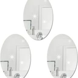 Mirror sticker Bathroom Oval Mirror strong self adhesive 3pcs Bathroom Mirror-23