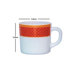 Cello Solitaire Set of 12 White & Red Ruby Opalware glossy mug set-100ml image 3