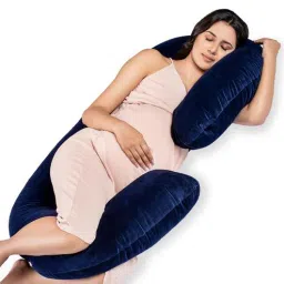 my armor C Shaped Velvet 44 x 27 Inch Pregnancy Pillow in Navy Blue Colour-picture-39