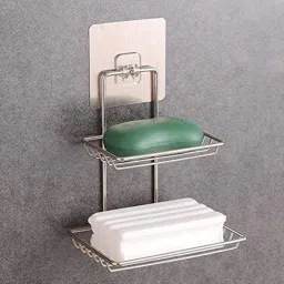 Soap Stand Self Adhesive Wall Mounted Shelves for Kitchen Bathroom Organizer Stainless Steel Wall Shelf-image-55