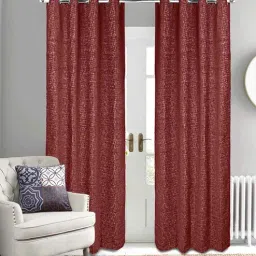 saral home Maroon Polyester Solid 7ft Semisheer Eyelet Door Curtains (Pack of 2)-picture-1