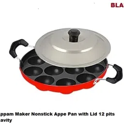Non-Stick 12 Cavity Appam Patra/MakeR Paniarakkal with Lid 1 L capacity 23cm Paniarakkal with Lid 1 L capacity 23 cm diameter-image-56